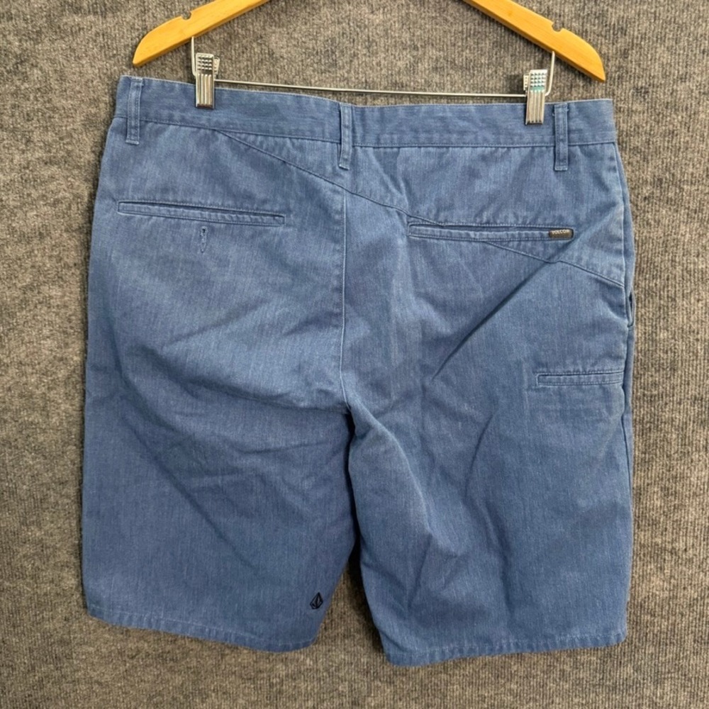 Lot of 2 Volcom Frickin Modern Chino Shorts Mens 36 Blue Striped Twill A0931108 - Picture 8 of 15